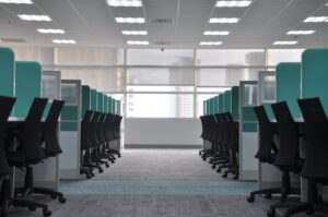 office maze of desks